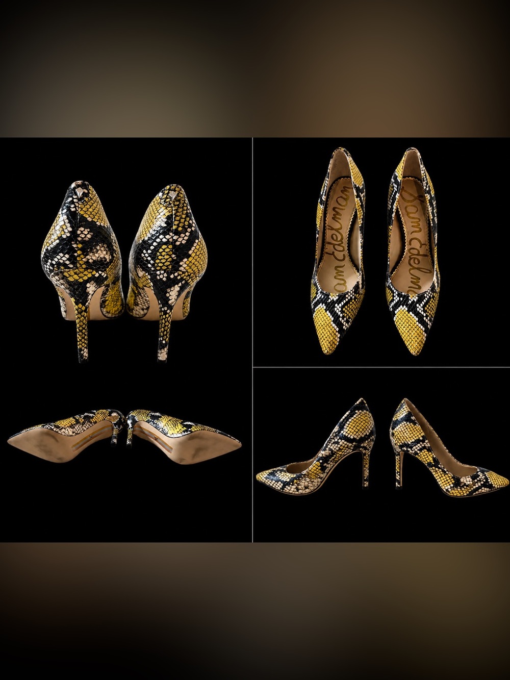 Sam Edelman Hazel Pointed Toe Pumps – Tuscan Yellow Snakeskin Print